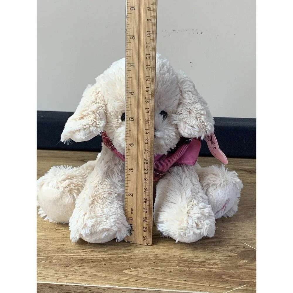 Dressbarn Breast Cancer Dog Plush Skye Pink Plaid Scarf Soft Stuffed Toy 8